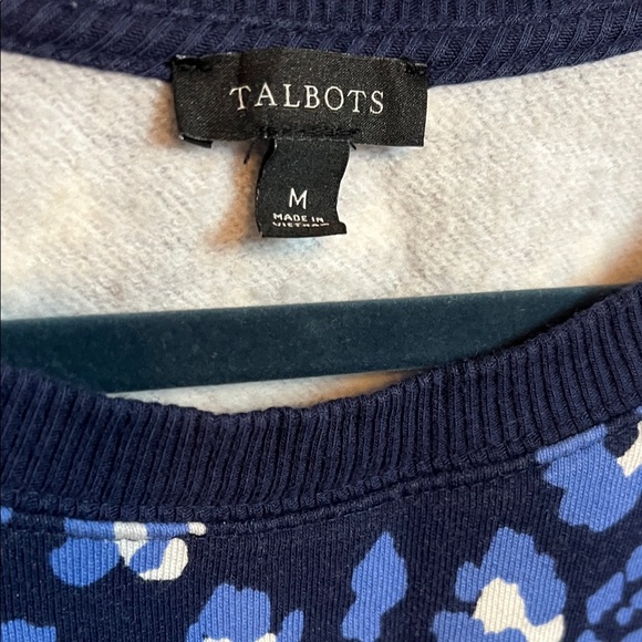 Talbots Blue & White Leopard Print Sweatshirt, Size M - Picture 2 of 3